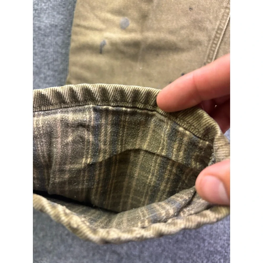 Carhartt‎ Flannel Lined Work Pants Mens 36x34 Brown Distressed B162